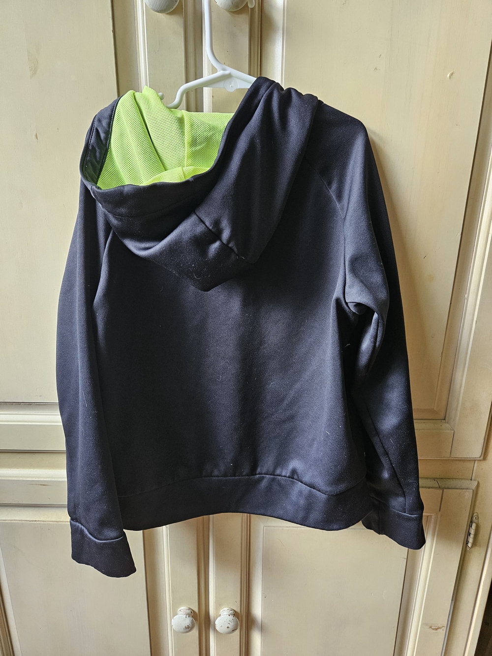 Nike Black Pullover Hoodie with Neon Yellow Swoosh - Picture 2 of 4